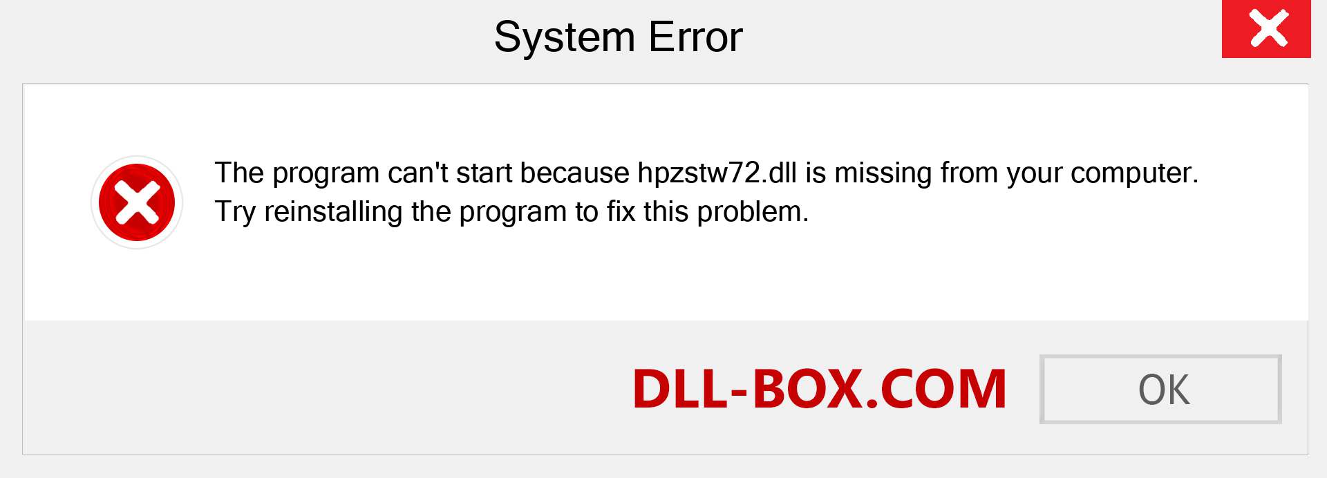  hpzstw72.dll file is missing?. Download for Windows 7, 8, 10 - Fix  hpzstw72 dll Missing Error on Windows, photos, images